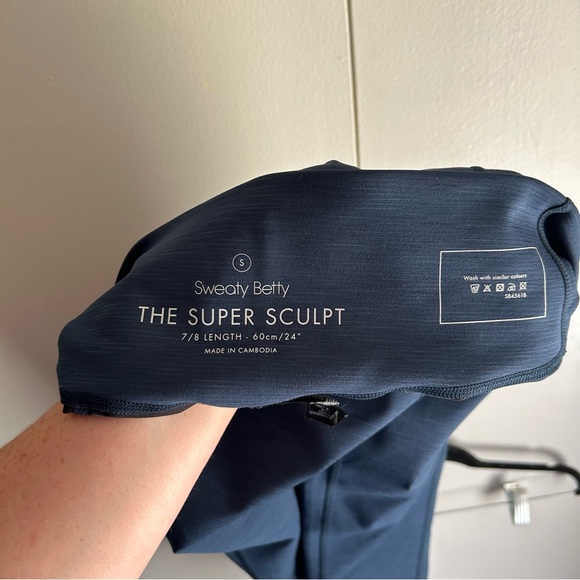 Sweaty Betty Super Sculpt Yoga Leggings Navy Blue 7/8 Length Size Small - Picture 9 of 11